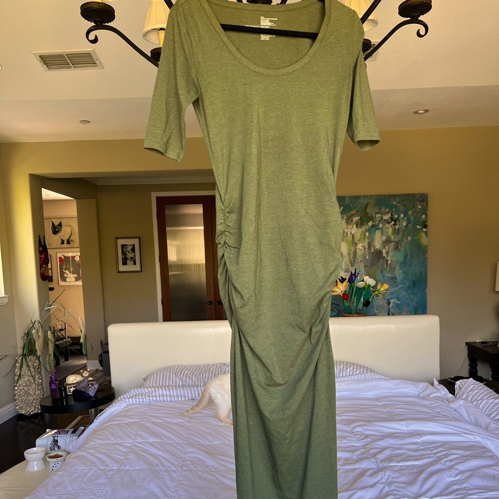 Cotton maxi dress military green